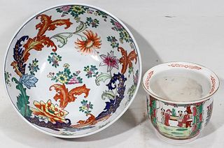 PORCELAIN OPEN BOWL AND JARDINIERE