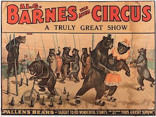 Al. G. Barnes. Pallen's Bears Taught to Do Wonderful Stunts.
