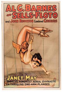 Al. G. Barnes, Sells-Floto, and John Robinson Combined Circus. Janet May, World's Foremost Aerial Gymnaste.