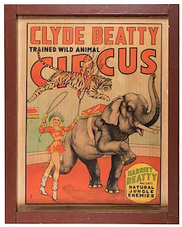 Clyde Beatty Trained Wild Animal Circus. Harriet Beatty Presents Natural Jungle Enemies.