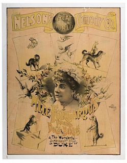 Nelson's Comedy Co. Mlle. Forgardus Trained Dogs & Birds.