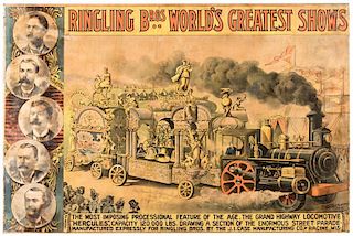 Ringling Brothers. The Grand Highway Locomotive "Hercules," Capacity 120,000 Lbs. Drawing a Section of the Enormous Street Parade