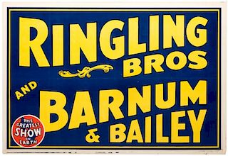 Ringling Brothers and Barnum & Bailey Circus. Erie: Erie Litho, ca. 1945. One sheet (42 x 28"). Folded, with lightly chipped margins, light pencil mar