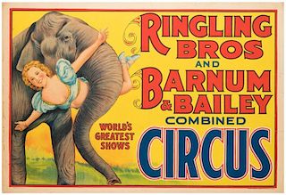 Ringling Brothers and Barnum & Bailey Combined Circus. Elephant and Stuntwoman.