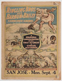 Ringling Brothers and Barnum & Bailey Combined Shows Courier. New York, 1933. With full-color illustrations on the covers. 9 x 11 _". Good.