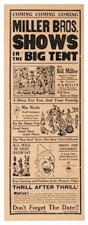 Miller Brothers Shows in the Big Tent.
