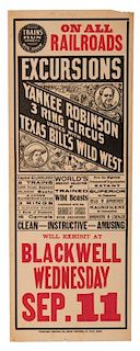 Yankee Robinson Three Ring Circus and Texas Bill's Wild West.