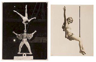 Group of Seven Vintage Trapeze Prints and Photographs.
