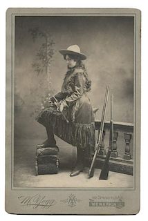 Cabinet Card Photo of Nebraska Nell, Sharpshooter.