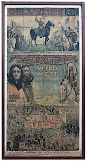 Arlington & Beckmann's Okla. Ranch Wild West. Frank's All-Star California Wild West [Lithographs Triptych].