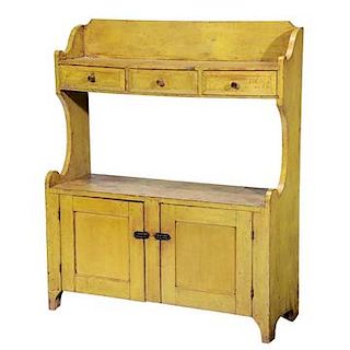 Fine American Yellow-Painted Bench