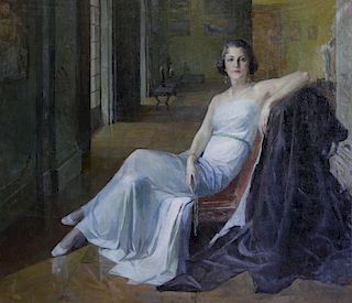 CHERUBINI, Carlo Large 1920's Oil on Canvas.