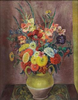 FIENE, Ernest. Oil on Canvas. "Wild Flowers in