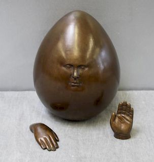 BUSTAMANTE, Sergio. Bronze Egg Form Sculpture