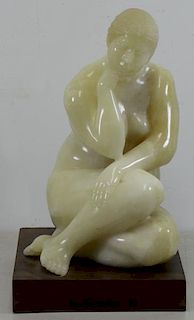 CASTANEDA, Felipe. White Onyx. Seated Female Nude.