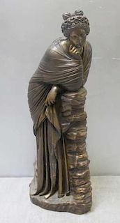 BARBEDIENNE. Signed Classical Bronze of Pensive