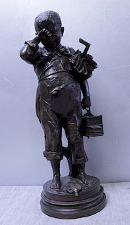 TASSO, T. Signed Patinated Bronze of a Young Boy