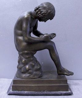 19th Cent Classical Bronze Boy with Thorn in Foot.