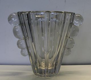 DAUM. Large Art Deco Glass Vase.