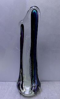 Large Abstract Glass Sculpture Signed on Base.