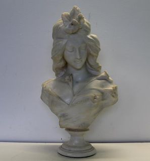 Illegiably Signed Marble Bust of a Beauty.