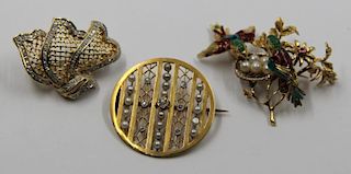 JEWELRY. Gold Brooch Grouping.