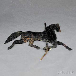 Black-painted Sheet Iron Running Horse Weathervane
