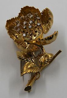 JEWELRY. 18kt Gold Floral Form Brooch.