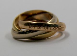 JEWELRY. 18kt Cartier Tri-color Triple Band Ring.