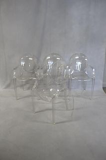 Set of 4 Phillipe Starck for Kartell Ghost Chairs.