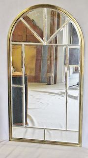 Midcentury Brass Arch Top Mirror.