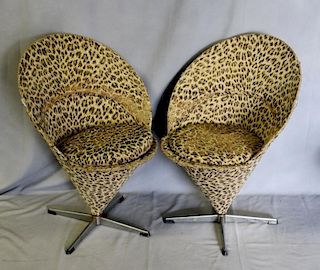 Midcentury Pair of Verner Panton Cone Chairs.