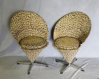 Pair of Midcentury Verner Panton Cone Chairs.