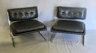 Harvey Probber Pair of Leather Lounge Chairs.