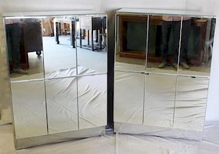 Vintage Pair of Mirrored Standing Cabinets.