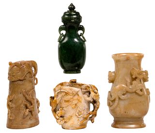 Chinese Carved Jade Vase Assortment