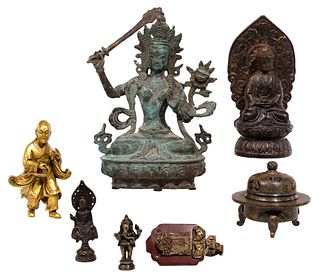 East and South Asian Metal Decorative Object Assortment