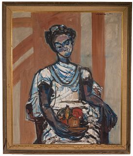 Fannie Burgheim Blumberg (American, 1894-1964) 'Portrait of Minnie 1960' Oil on Canvas