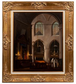 Jan Nagtegaal (Dutch, 1912-2000) 'Synagogue' Oil on Canvas