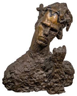 Miriam Brofsky (American, 1929-1990) 'Bust of Nijinsky' Bronze Sculpture