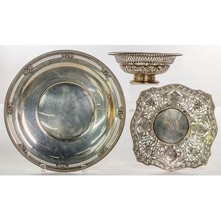 Sterling Silver Pierced Tray and Bowl Assortment