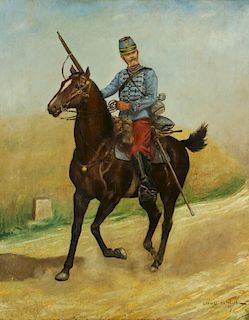 French School (19th c.) Cavalry Officer on Horseback