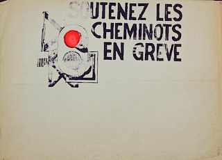 Atelier Populaire "Soutenez Les Cheminots en Greve" Poster