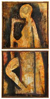 Suzanne Horwitz (20th c.) Mixed Media Diptych