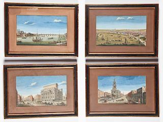 Group of 4 Hand-colored Vue D'Optique Prints: Views of London, England