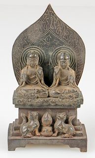 Antique Chinese Bronze Double Buddha