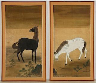 Two Antique Chinese Paintings of Horses