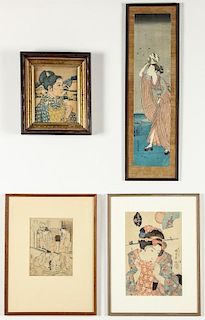 4 Framed Japanese Woodblock Prints