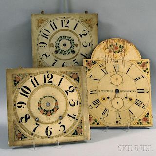 Three Federal Floral-painted Clock Faces