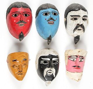 6 Vintage Mexican Festival Masks. Hidalgo